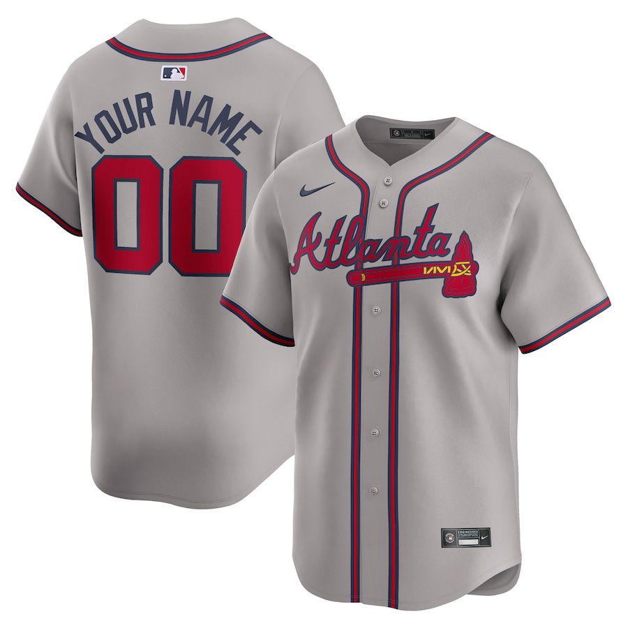 Men Atlanta Braves Nike Gray Away Limited Custom MLB Jersey